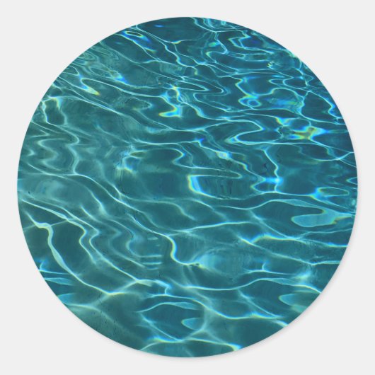 青エレガントティール（緑がかった色）水模様海湖 ラウンドシール (正面)