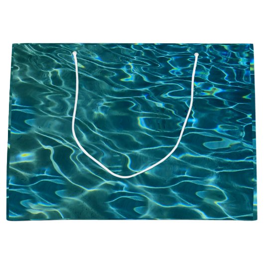 青エレガントティール（緑がかった色）水模様海湖 ラージペーパーバッグ (正面)