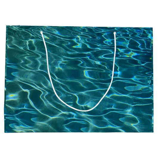 青エレガントティール(緑がかった色)水模様海湖 ラージペーパーバッグ (裏面)