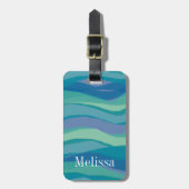 青エレガントティール(緑がかった色)水色 ラゲッジタグ (正面縦)