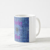 青エレガントデニム柄ベクトルプリント模様アート コーヒーマグカップ (正面右)