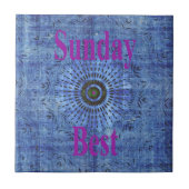 青エレガントデニム柄ベクトルプリント模様アート タイル (正面)