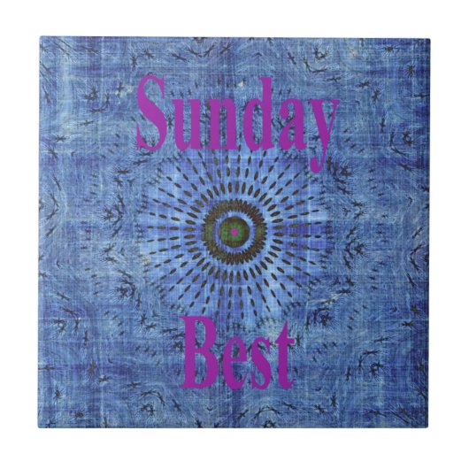 青エレガントデニム柄ベクトルプリント模様アート タイル (正面)