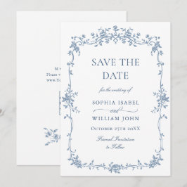 青エレガントトイフランスのルフローラ結婚のQRコード セーブザデート