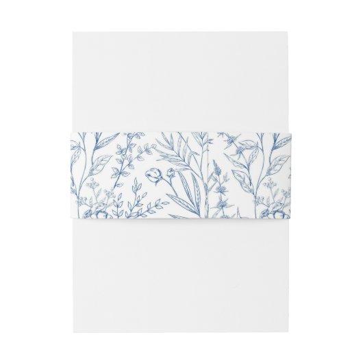 青エレガントトイルフランスのフローラ 招待状ベリーバンド (裏面例)