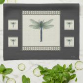 青エレガントトンボ キッチンタオル (折り畳み)