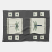 青エレガントトンボ キッチンタオル (横)