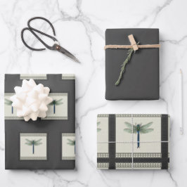 青エレガントトンボ ラッピングペーパーシート