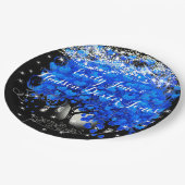 青エレガントハートリーフ結婚ツリー ペーパープレート (アングル)