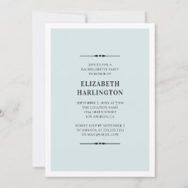 青エレガントバチェロレッテ。シンプルモダン 招待状