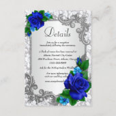 青エレガントバラ結婚の詳細 エンクロージャーカード (正面)