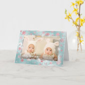 青エレガントバラ金ゴールドの雪のカスタム結晶の写真 カード (黄色い花)