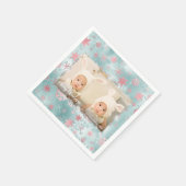 青エレガントバラ金ゴールドの雪のカスタム結晶の写真 スタンダードカクテルナプキン (角)