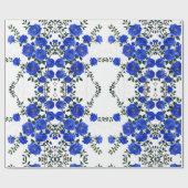 青エレガントバラ ラッピングペーパー (フラット)