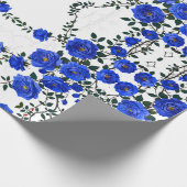 青エレガントバラ ラッピングペーパー (角)