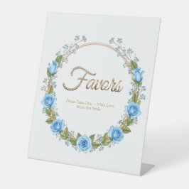 青エレガントバラ&赤ちゃんの息の好意 台座サイン