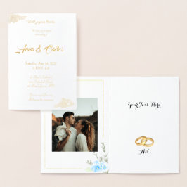 青エレガントパンジー結婚の花 箔カード