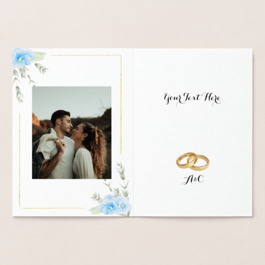 青エレガントパンジー結婚の花 箔カード (内部)