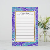 青エレガントパーソナライズされたティール（緑がかった色）金ゴールド文房具 便箋 (スタンド正面)