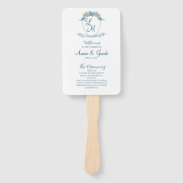 青エレガントパーソナライズされた紫陽花結婚の紋章 ハンドファン