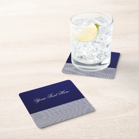 青エレガントパーソナライズされた色の装飾 スクエアペーパーコースター (インサイチュ)