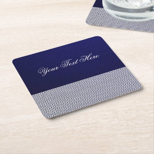 青エレガントパーソナライズされた色の装飾 スクエアペーパーコースター (アングル)