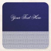 青エレガントパーソナライズされた色の装飾 スクエアペーパーコースター (正面)