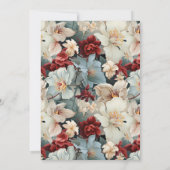 青エレガントパーソナライズされた/ルビーレッドフローラ ノートカード (裏面)