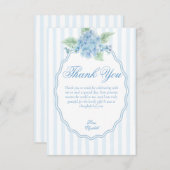 青エレガントビクトリアンあじさい鱗片状フレーム サンキューカード (正面/裏面)