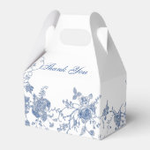 青エレガントビクトリアンフランスのフローラブライダルシャワー フェイバーボックス (裏面サイド)