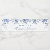 青エレガントビクトリアンフランスのフローラブライダルシャワー ペットボトルラベル (シングルラベル)