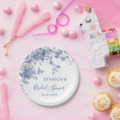 青エレガントビクトリアンフランスのフローラブライダルシャワー ペーパープレート (パーティー)