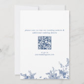 青エレガントビクトリアンフランスのフローラブライダルシャワー 招待状 (裏面)