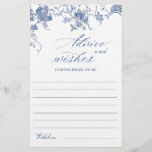 青エレガントビクトリアンフローラウィッシュ&アドバイスカード (正面)