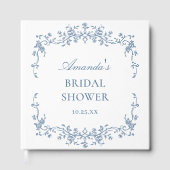 青エレガントビクトリアンフローラブライダルシャワー ゲストブック (正面)