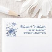 青エレガントビクトリアンフローラ差出人住所 ラベル (インサイチュ)