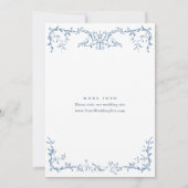青エレガントビクトリアン華美フローラブライダルシャワー 招待状 (裏面)