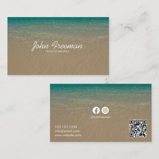 青エレガントビーチ波写真家 名刺 (正面/裏面)