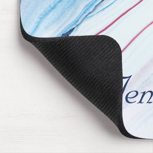 青エレガントピンク紫フェイク大理石パーソナライズされた マウスパッド (コーナー)