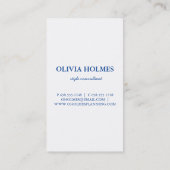 青エレガントフェイク上の白い紙吹雪ドット 名刺 (裏面)