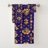 青エレガントフェイク色のゴールデン王室のバラ バスタオルセット (インサイチュ)