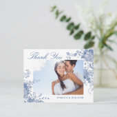 青エレガントフランスのビクトリアンフローラあり ポストカード (スタンド正面)