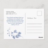 青エレガントフランスのビクトリアンフローラあり ポストカード (裏面)