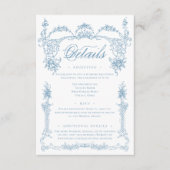 青エレガントフランスのビクトリアンChinoiserie's 結婚. エンクロージャーカード (正面)