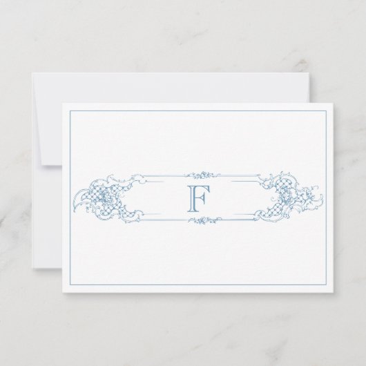 青エレガントフランスのビクトリアンChinoiserie's 結婚. サンキューカード (正面)