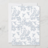 青エレガントフランスのフローラフレームブライダルシャワー 招待状 (裏面)