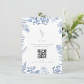 青エレガントフランスのフローラ結婚のQRコード エンクロージャーカード (スタンド正面)