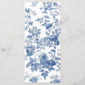 青エレガントフランスのフローラ結婚トイルのメニュー メニュー (裏面)