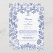 青エレガントフランスのフローラ結婚旅行日程 プログラム (正面/裏面)