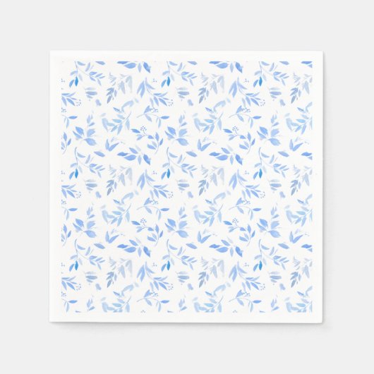 青エレガントフランスのフローラ結婚植物学 スタンダードカクテルナプキン (正面)